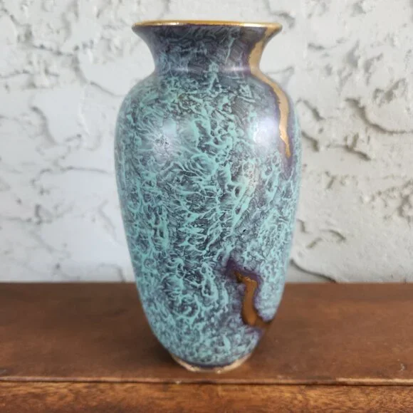 Vintage Jasba Keramik Vase 500/16 West Germany 1950s Jaspatina Glaze 6.5”, 16cm - Picture 3 of 7